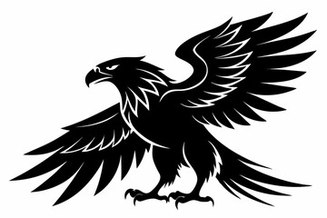 eagle silhouette line art vector illustration with a white background