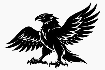eagle silhouette line art vector illustration with a white background
