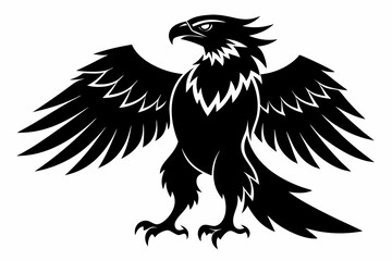 eagle silhouette line art vector illustration with a white background