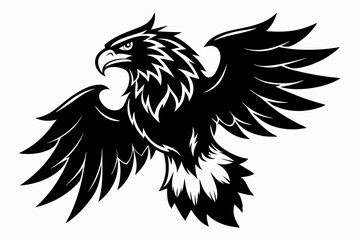 eagle silhouette line art vector illustration with a white background