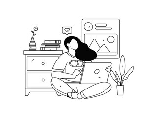 Home indoor character scene flat vector concept operation hand drawn illustration
