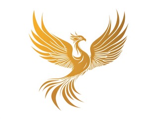 Fototapeta premium A stunning golden phoenix illustration, symbolizing rebirth and resilience