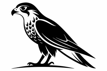 falcon silhouette line art vector illustration with a white background