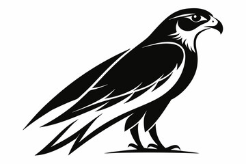Obraz premium falcon silhouette line art vector illustration with a white background