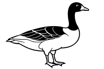 goose silhouette line art vector illustration with a white background