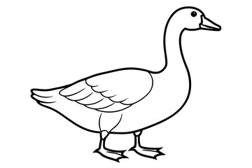 goose silhouette line art vector illustration with a white background