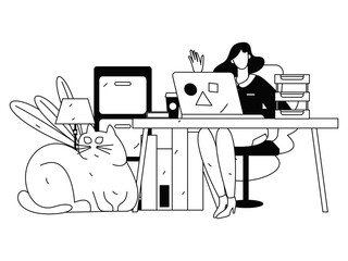 Home indoor character scene flat vector concept operation hand drawn illustration
