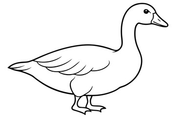 goose silhouette line art vector illustration with a white background