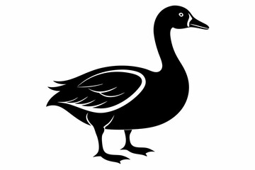 goose silhouette line art vector illustration with a white background