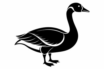 goose silhouette line art vector illustration with a white background