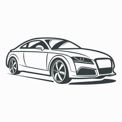 Modern sports car automotive design black and white illustration vector graphic