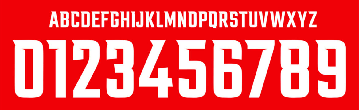 Bold Sport Alphabet Font With Sharp Corners And Strong Geometric Style, Perfect For Jerseys, Posters, And Headlines. All Caps Letters And Numbers. Vector Illustration