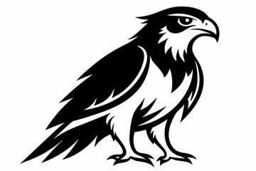 Fototapeta premium hawk silhouette line art vector illustration with a white background