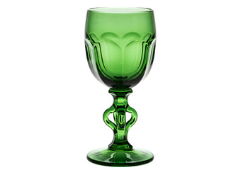 Elegant Green Glass Wine Goblet: Vintage Style Drinking Glass transparent background