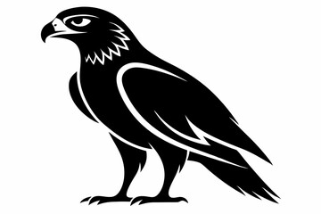 hawk silhouette line art vector illustration with a white background
