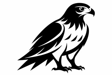 hawk silhouette line art vector illustration with a white background