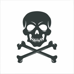 Monochrome skull and crossbones symbol for danger or pirate themed design