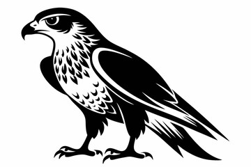 Fototapeta premium hawk silhouette line art vector illustration with a white background