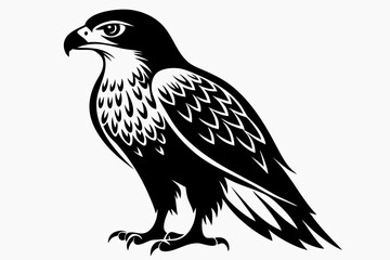 hawk silhouette line art vector illustration with a white background