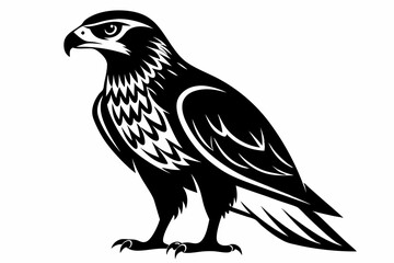 hawk silhouette line art vector illustration with a white background