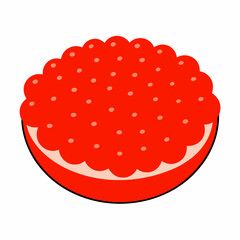 Red caviar vector on white background.