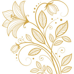 Elegant Golden Floral Corner Ornament with Leafy Swirls