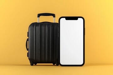 Travel essentials.  Modern luggage and mobile device