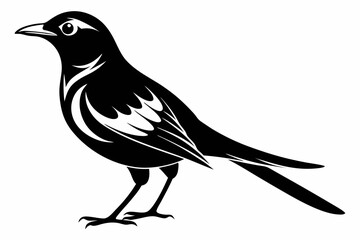 Obraz premium mockingbird silhouette line art vector illustration with a white background 