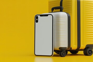 Travel essentials, phone and luggage