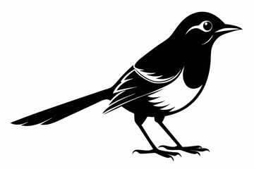 mockingbird silhouette line art vector illustration with a white background