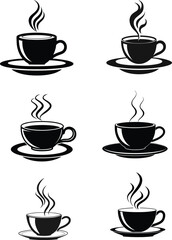 Obraz premium Coffee cup outline and silhouette icon Free Vector