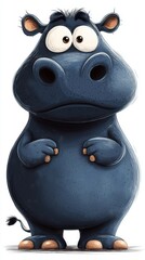 Delightful cartoon representation of a hippopotamus featuring a whimsical design in line art style with name text included