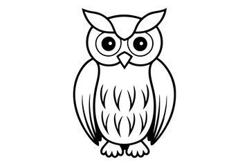 owl silhouette line art vector illustration with a white background