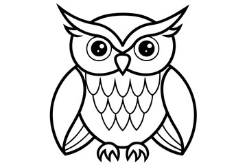 owl silhouette line art vector illustration with a white background