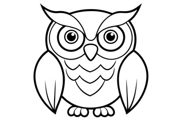 owl silhouette line art vector illustration with a white background