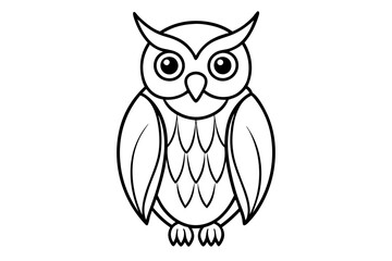 owl silhouette line art vector illustration with a white background