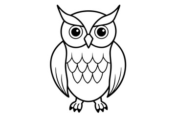 owl silhouette line art vector illustration with a white background