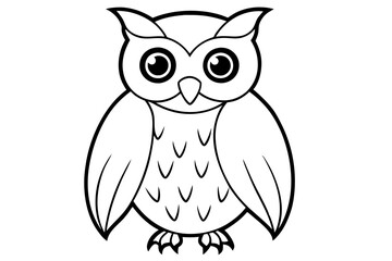 owl silhouette line art vector illustration with a white background