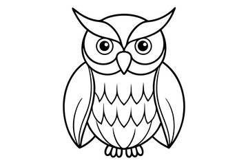 owl silhouette line art vector illustration with a white background