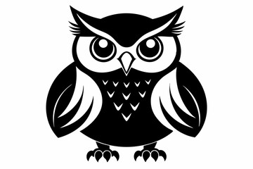 owl silhouette line art vector illustration with a white background