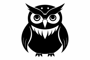 owl silhouette line art vector illustration with a white background