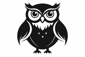 Fototapeta premium owl silhouette line art vector illustration with a white background