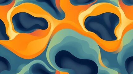 Orange Blue Organic Swirls - Abstract Fluid Art Background