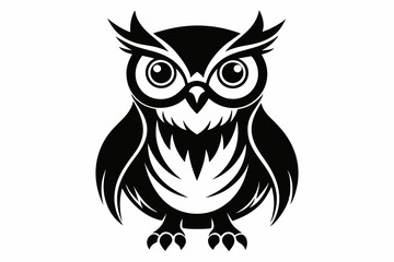owl silhouette line art vector illustration with a white background