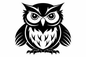 owl silhouette line art vector illustration with a white background