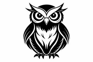 owl silhouette line art vector illustration with a white background