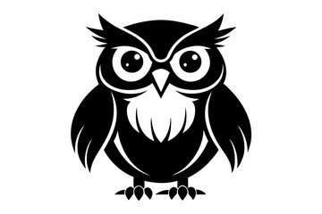 owl silhouette line art vector illustration with a white background