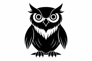 owl silhouette line art vector illustration with a white background