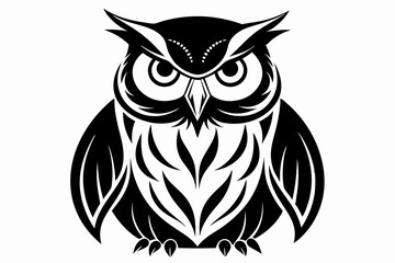 owl silhouette line art vector illustration with a white background