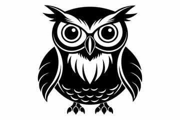 Obraz premium owl silhouette line art vector illustration with a white background